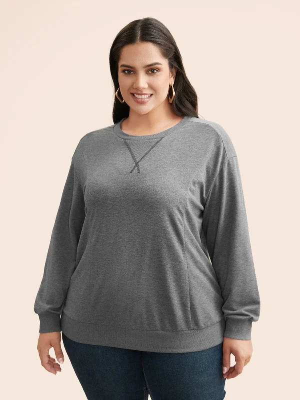 Urban HoodiesRound Neck Stitch Slightly Stretchy Sweatshirt