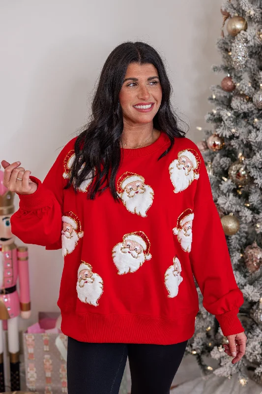 Stretch-Knit SweatshirtsSanta Baby Red Sequin Sweatshirt