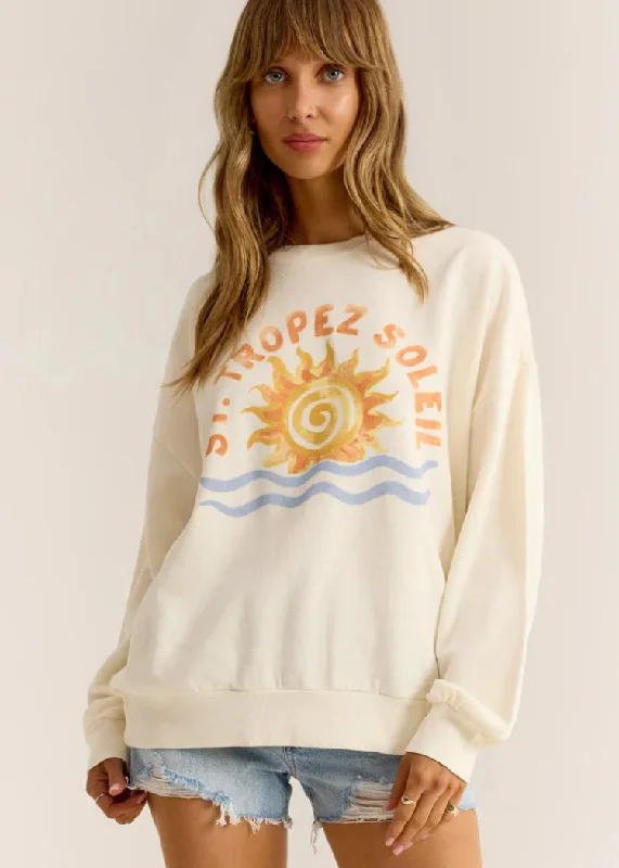 Linen Blend SweatshirtsZ Supply Soleil Sunday Sweatshirt - Sea Salt ***FINAL SALE***