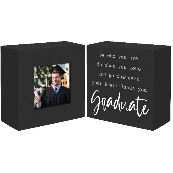 Malden Set of 2 Graduation Sentiment Block and Picture Frame Holds 3" x 3" Photo