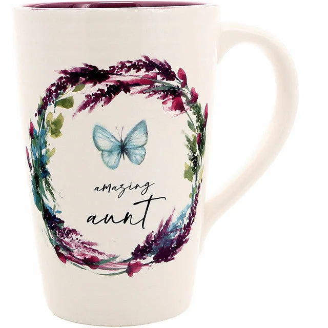 Meadows of Joy Butterfly Floral 17 oz. Mug Amazing Aunt