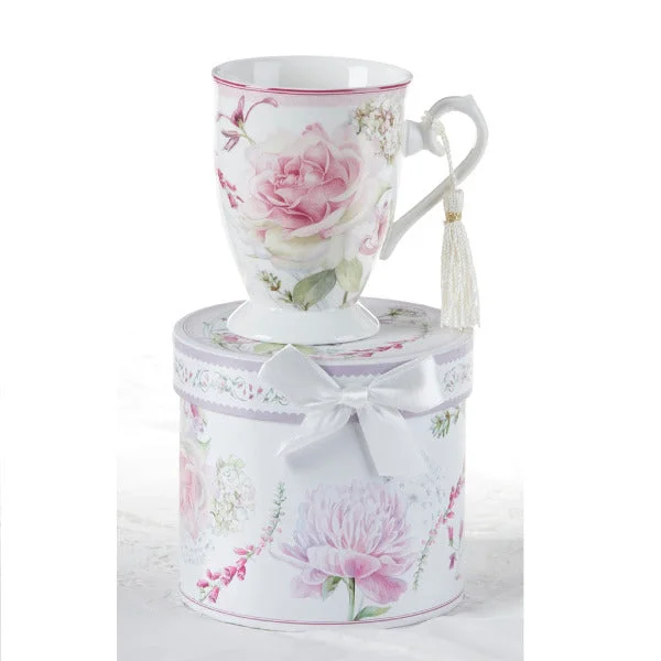 Porcelain Tea Mug Pink Moon Rose in Gift Box