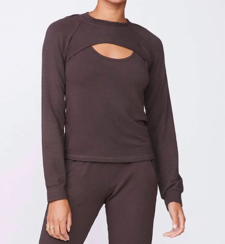 Asymmetrical HoodiesWomen's Peekaboo Sweatshirt In Cocoa