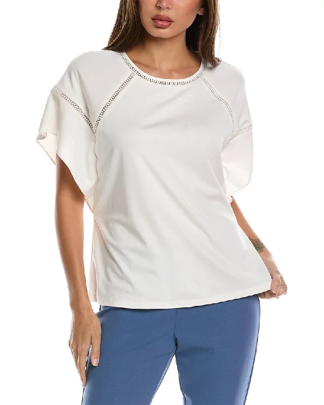 Lace-Up T-ShirtsAnne Klein Flounce Sleeve T-Shirt