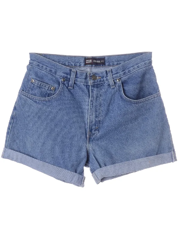 Cultural T-ShirtsLabel Roll Hem Indigo Denim Shorts