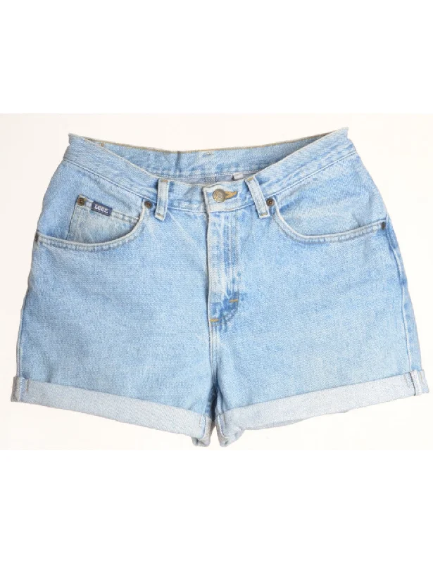 Leather-Paneled T-ShirtsLabel Rolled Hem Stone Wash Denim Shorts