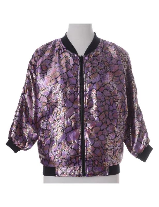 Blended Fabric T-ShirtsLabel Kay Bomber Patterned Jacket