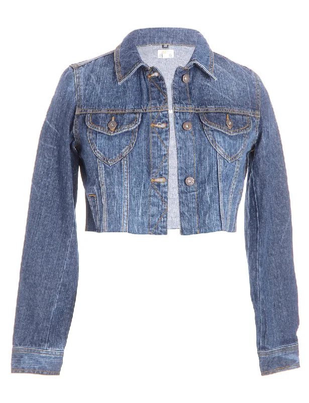 Glitter T-ShirtsLabel Kylie Raw Edge Cropped Denim Jacket