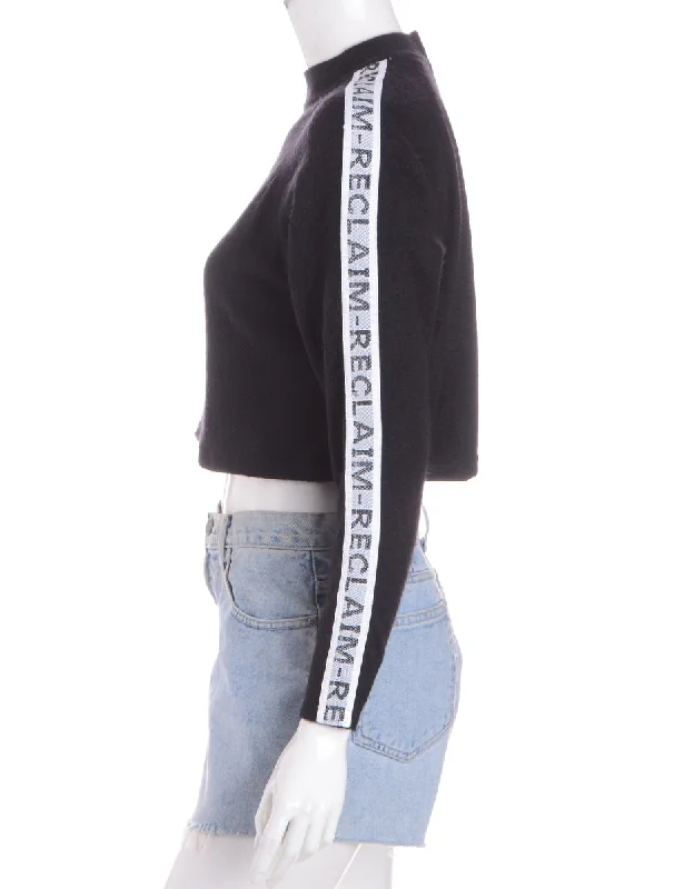 Zippered T-ShirtsLabel Long Sleeved Cropped Tape Knit