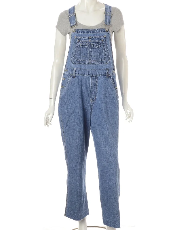 Off-Shoulder T-ShirtsLabel Pinafore Cropped Dungarees