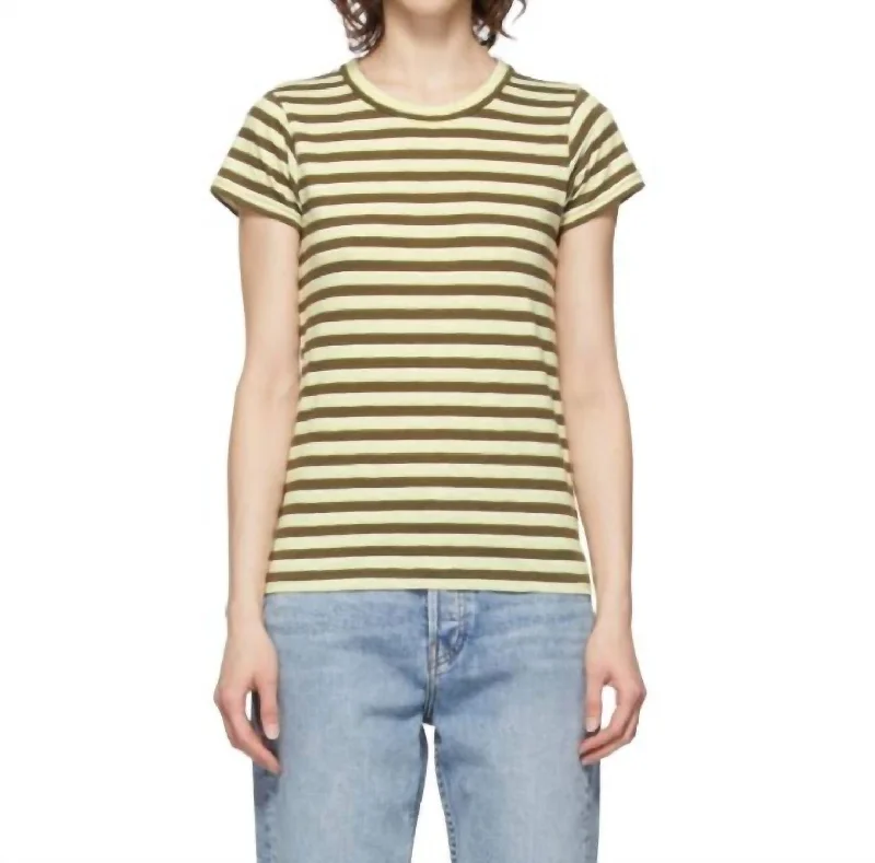 Scoop Neck T-ShirtsThe Slub T-Shirt In Green Stripe