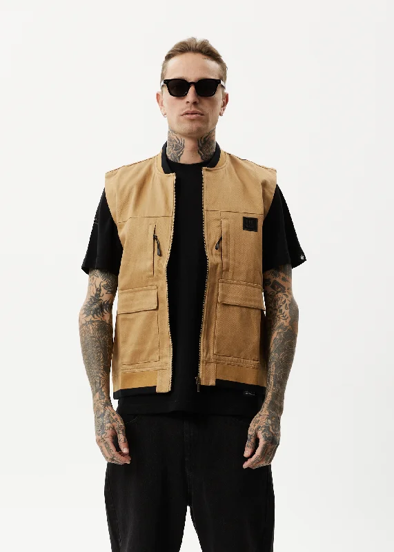 AFENDS Unisex Small Moments - Unisex Zip Up Vest - Chestnut