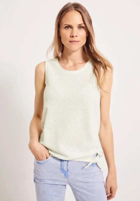 Cecil Crochet Look Vest Top, White