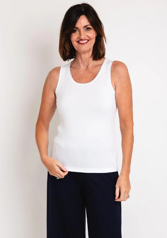 Rabe Round Neck Vest Top, White