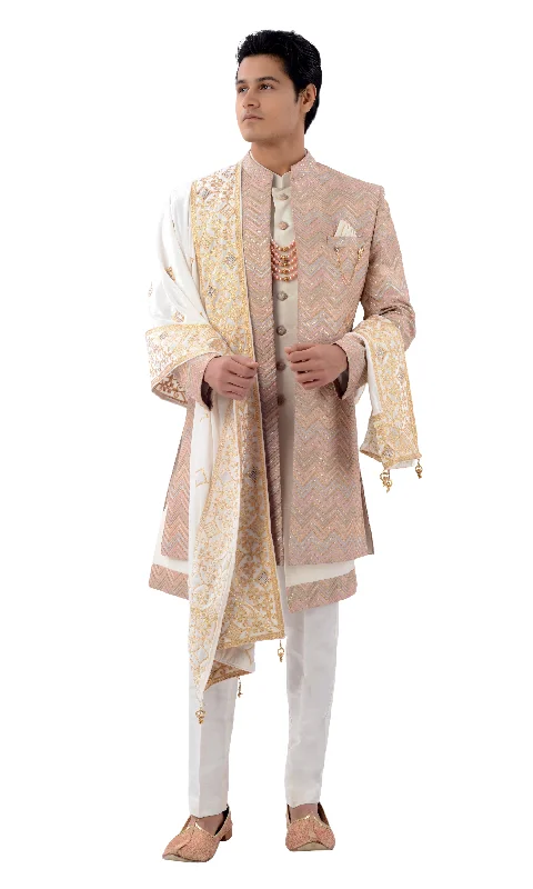 Stylish Asymmetrical Designer Shrug Style Indo Western Sherwani Set-RK1217