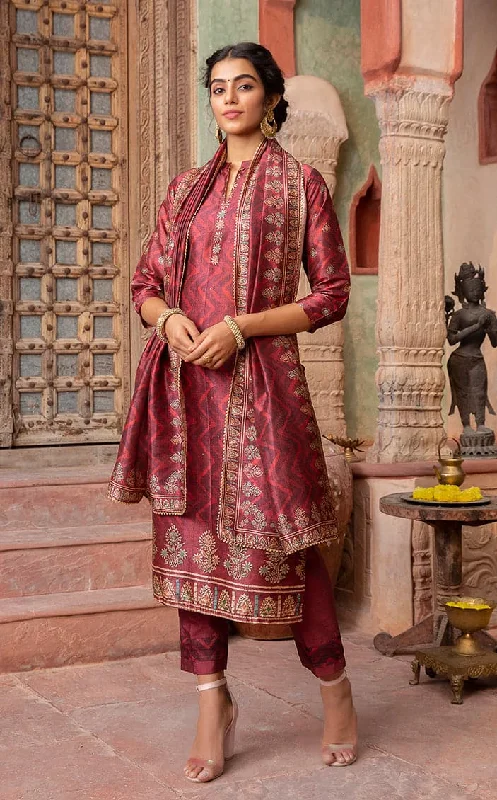 Digital Printed Chanderi Satin Suit Set 3472