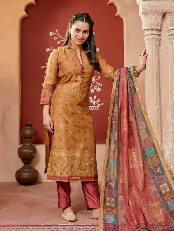 Digital Printed Silk Suit Set 3573