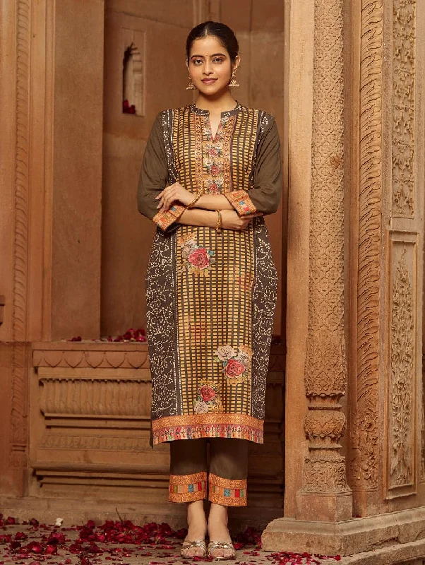 Digitally Printed Cotton Kurta Pants Set 3668