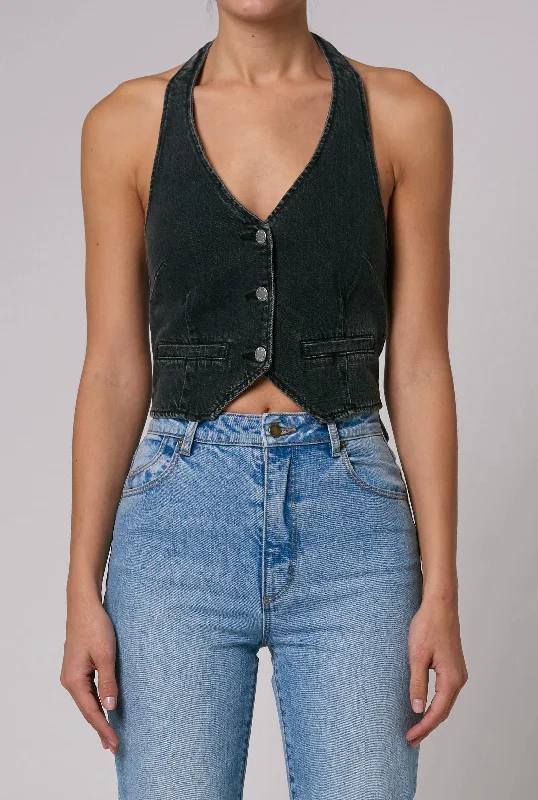 Halter Vest - Ash Black