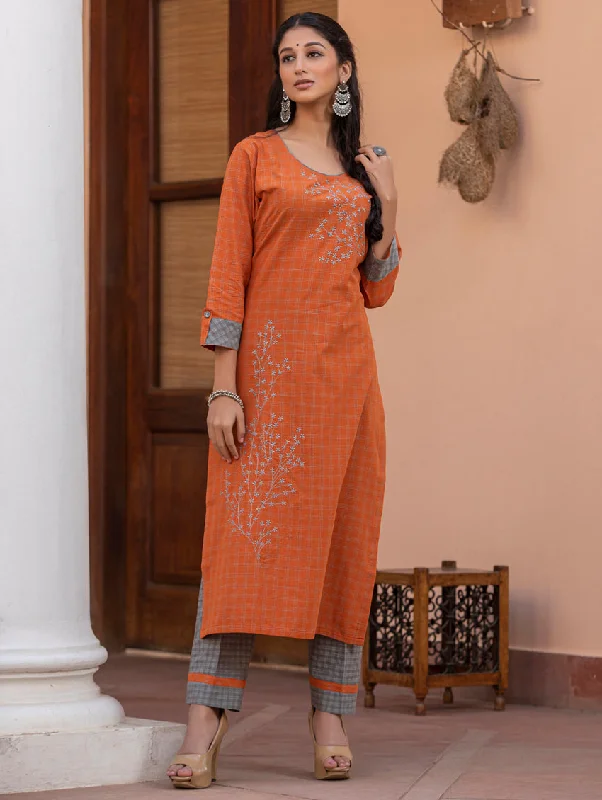 Handwoven Cotton Kurta Pants Set 3545