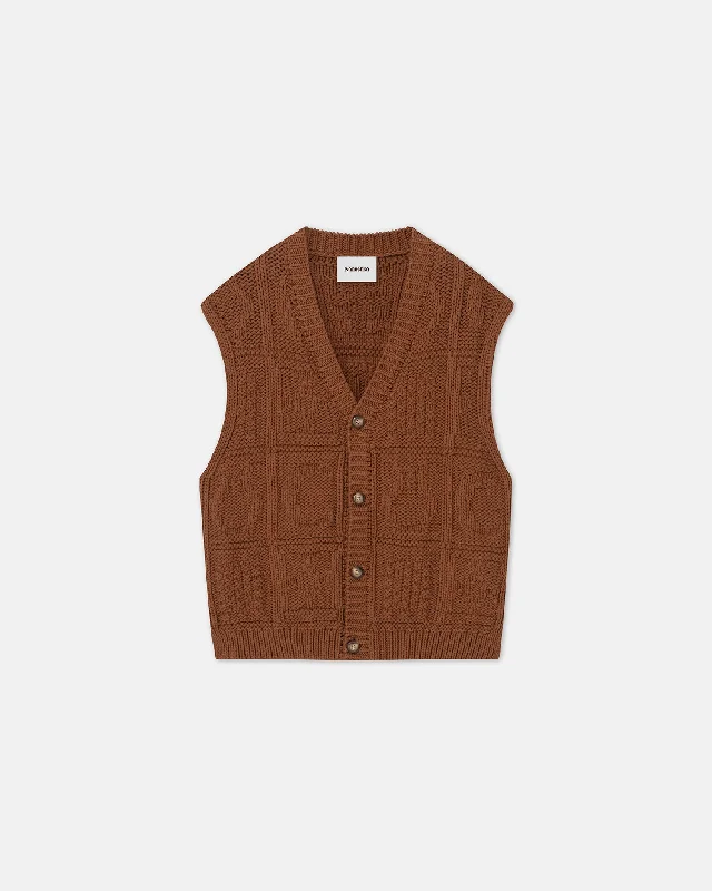 Terence - Sale Cable-Knit Cotton-Blend Vest - Brown