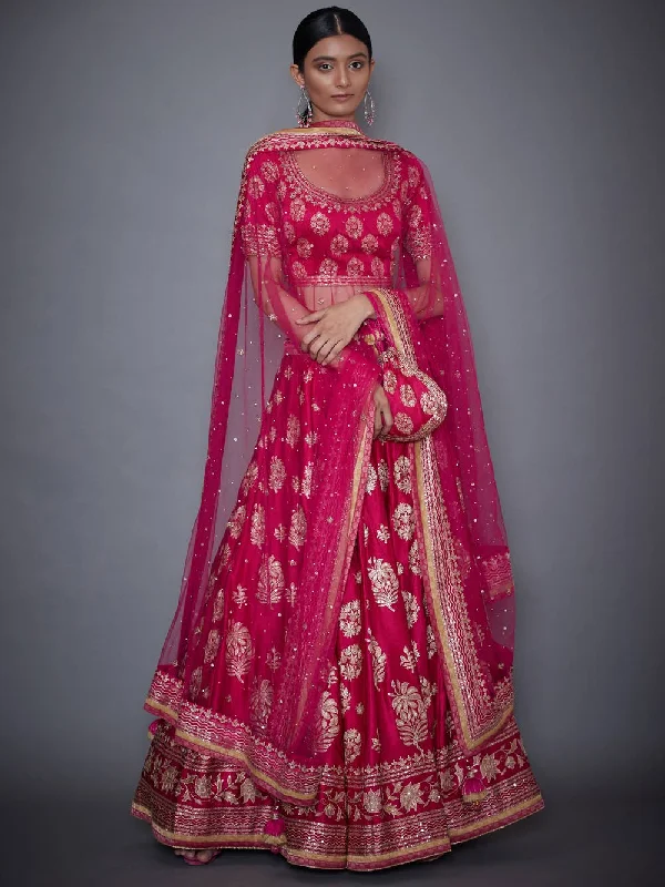 RI Ritu Kumar Fuchsia & Gold Embroidered Lehenga Set