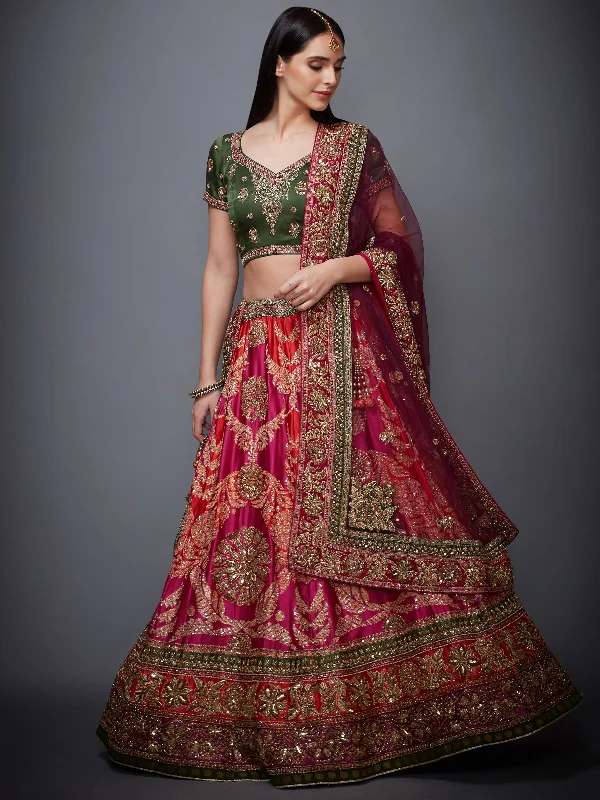 RI Ritu Kumar Pink & Purple Embroidered Lehenga Set