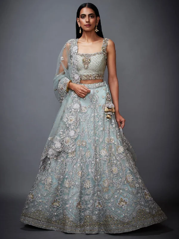 RI Ritu Kumar Powder Blue Net Lehenga Set