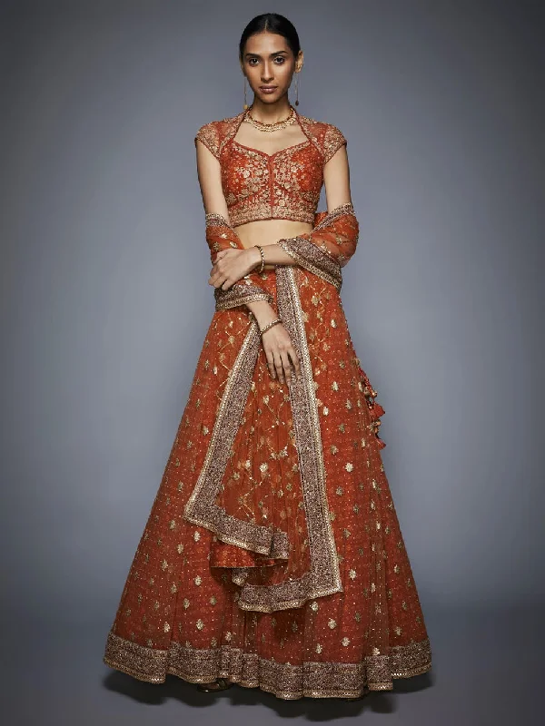 RI Ritu Kumar Rust & Gold Bridal Lehenga Set