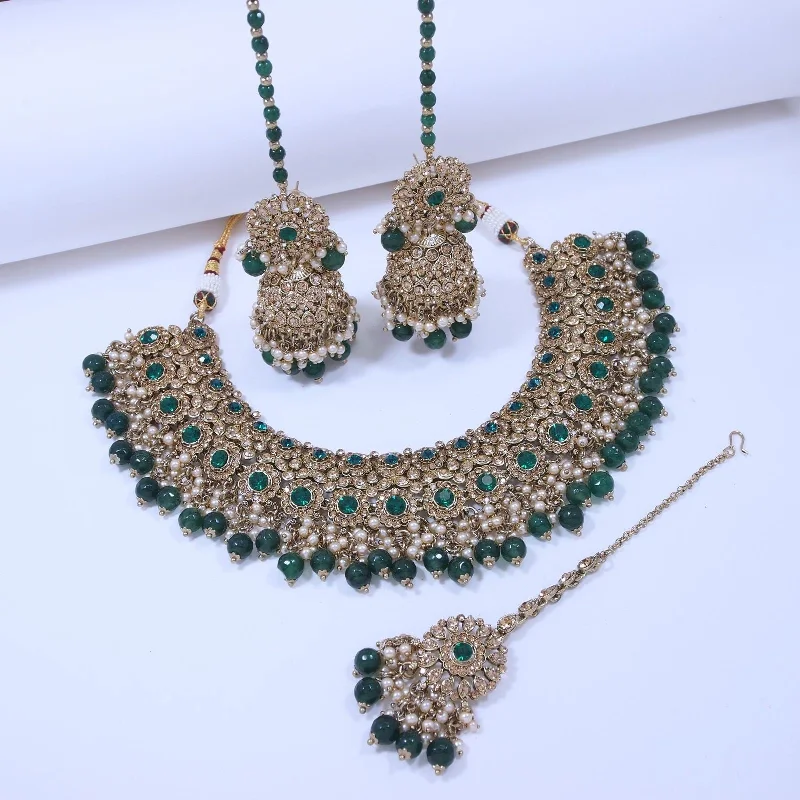 Emerald Elegance Green and Gold Jewelry Set-25