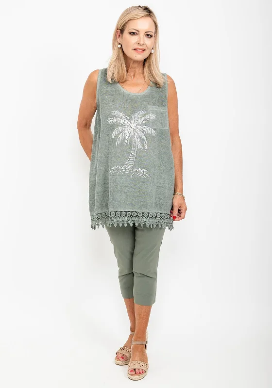 Seventy1 One Size Oversize Palm Tree Vest Top, Grey