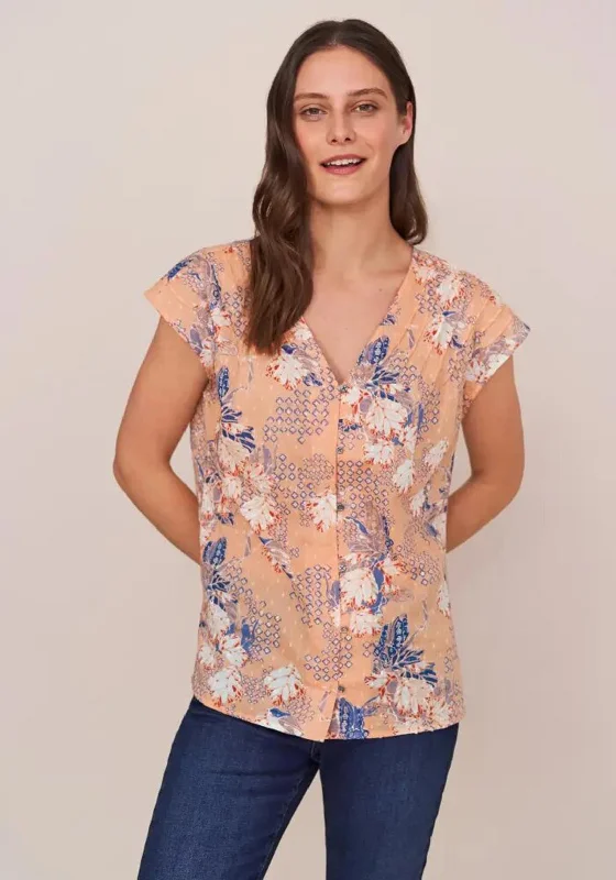 White Stuff Rae Organic Cotton Floral Print Vest Top, Orange Multi