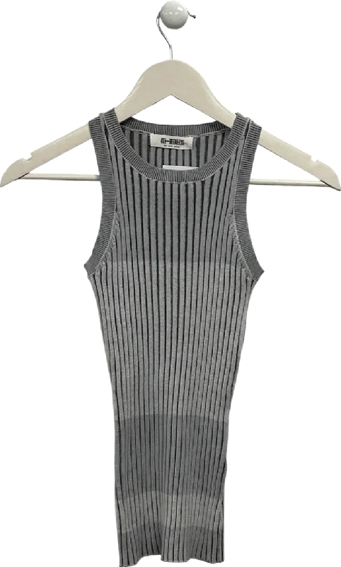 4th & Reckless Grey Ribbed Two Tone Vest UK 6