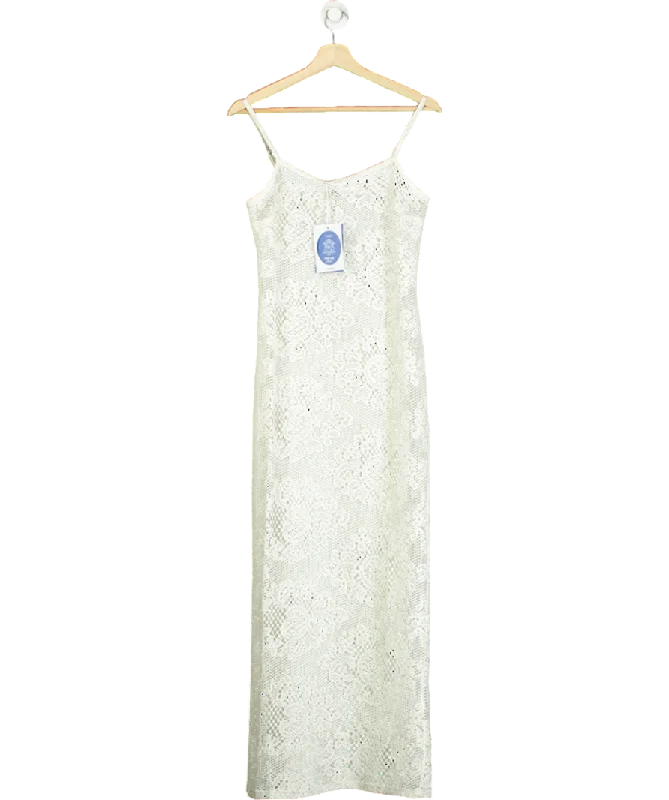 Edwardian Dress4th & Reckless White Agnes Crochet-pattern Knitted Maxi Dress UK 6