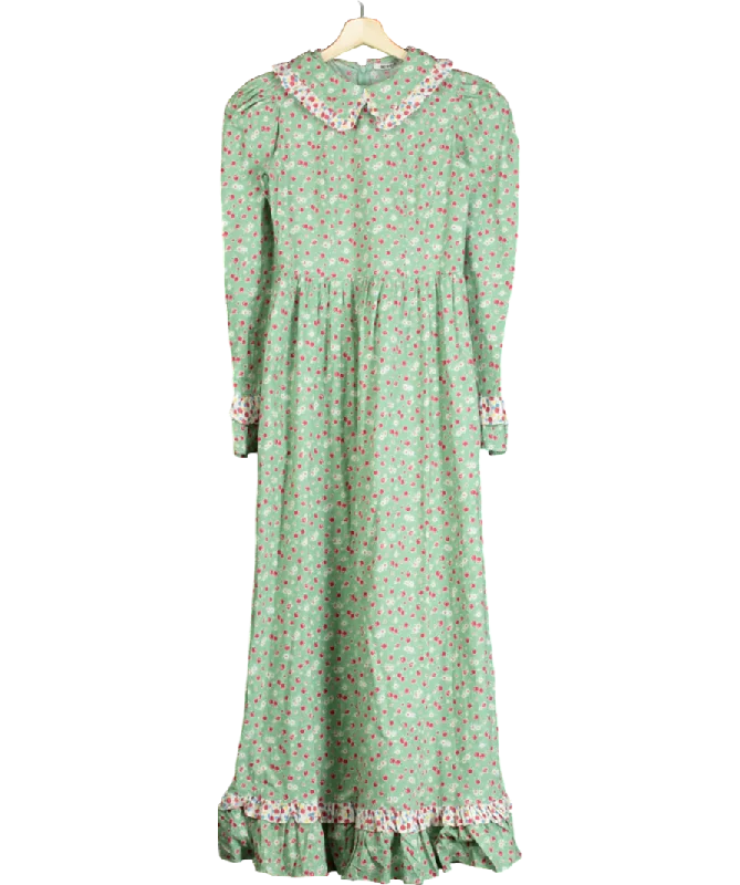 Leather DressBATSHEVA Green Ruth Apple-blossom Print Cotton-poplin Dress UK XS