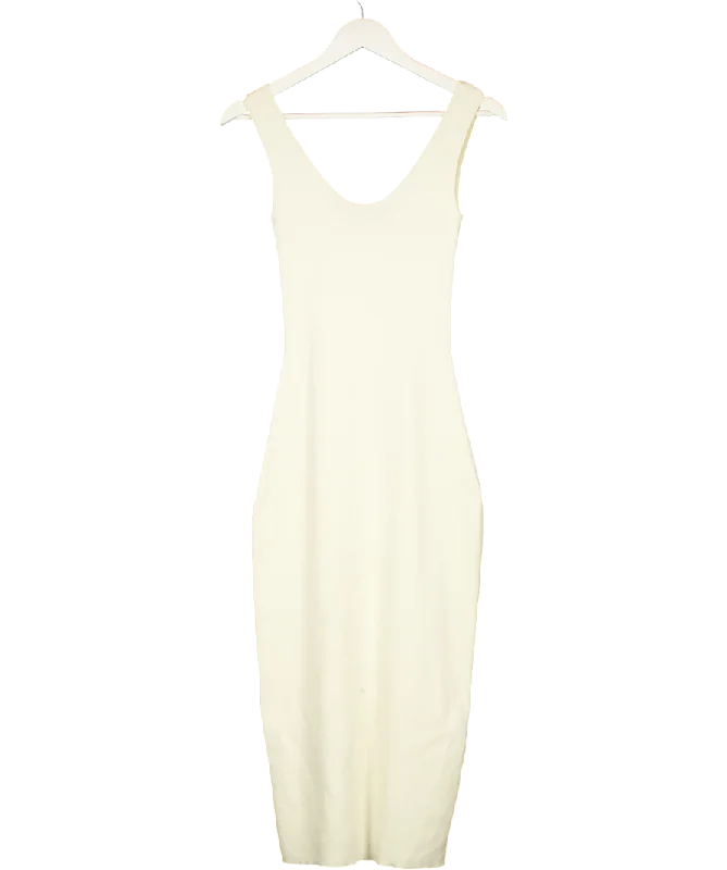 Sheer DressBOA Cream Heavy Ribbed Racer Maxi Dress UK XS