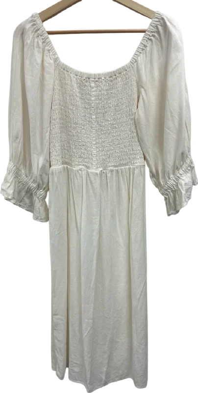 Ball GownBy Very White Smocked Midi Dress UK 14