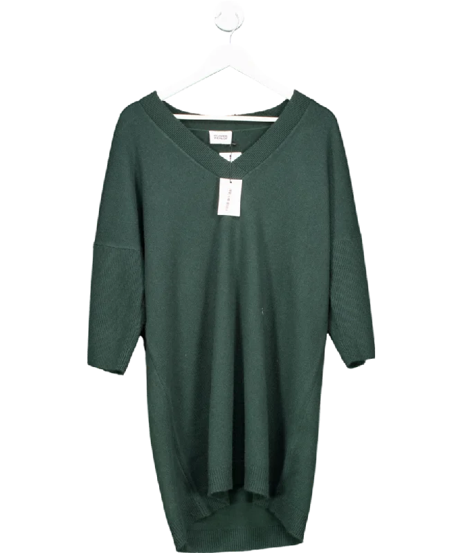 Printed DressClaudie Pierlot Green Knitted jumper dress with gold button detail  UK 12