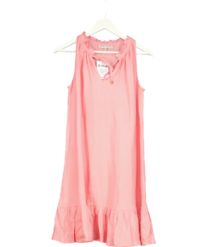 Shift DressHeidi Klein Pink Ruffle Mini Dress 100% Linen UK S