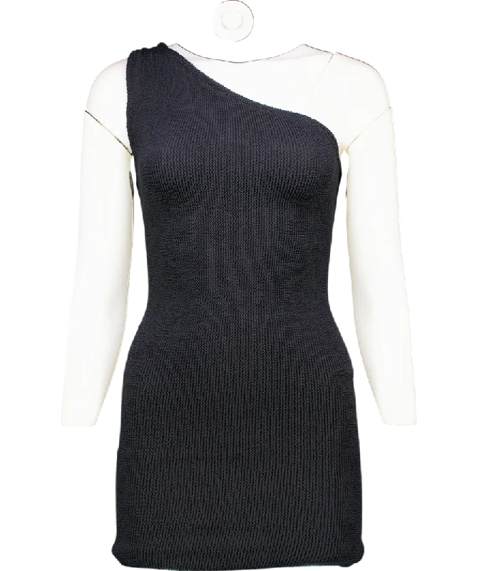 Prairie DressHunza G Black Nancy One Shoulder Seersucker Dress UK XS/S