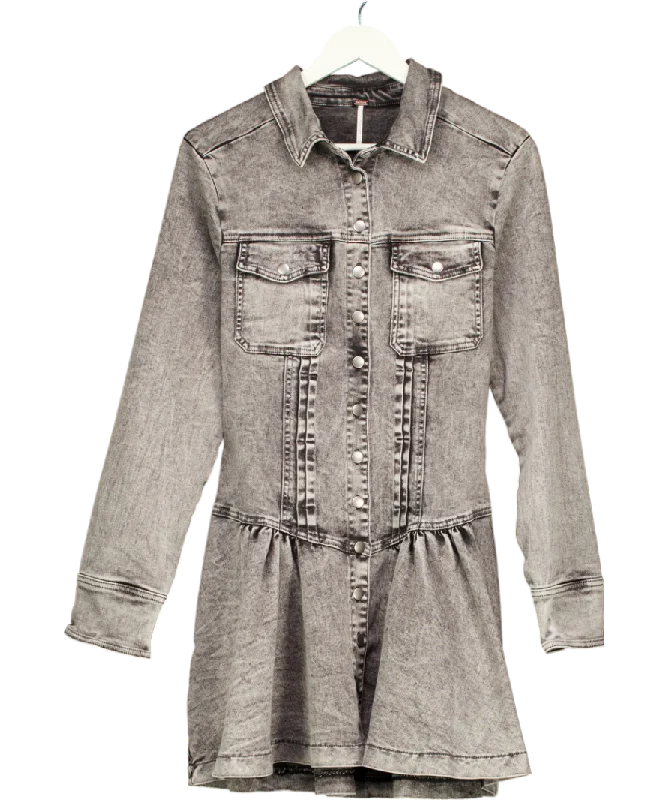 Ball DressFree People Grey Roadhouse Denim Shirt Mini Dress UK M