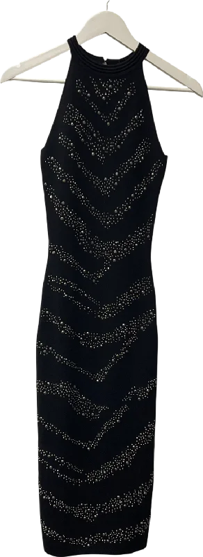 Military Dresslipsy london Lipsy Black Embellished Halter Midi Dress UK 6