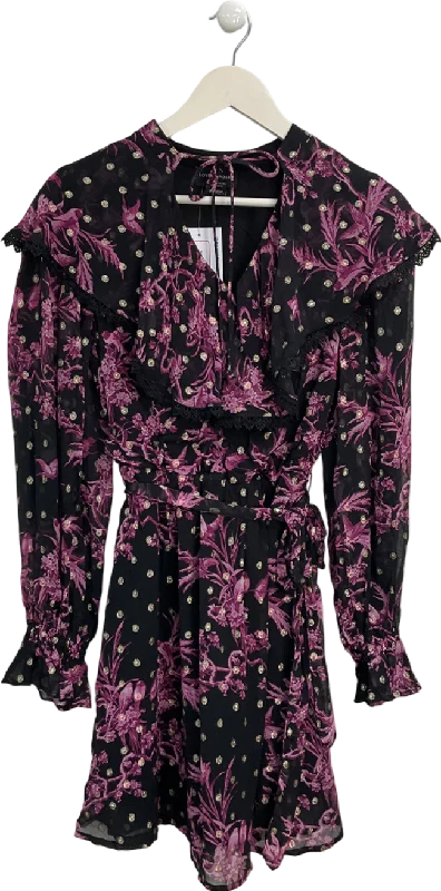 Ethnic DressLove & Roses Black Bird Print Mini Dress UK 8