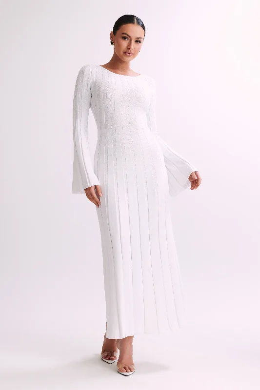 Prom DressMabel Long Sleeve Knit Maxi Dress - White