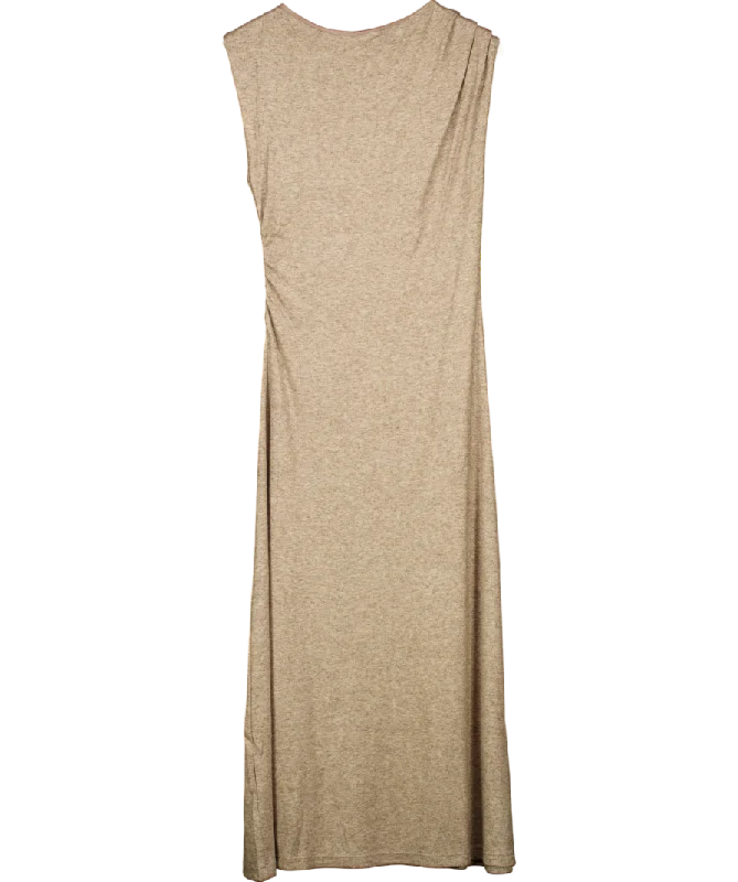 Wedding DressMANGO Beige Midi Dress With Structured Shoulders UK 10