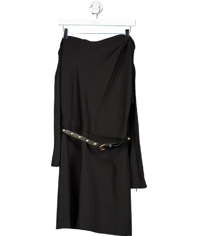 High-visibility DressMANGO Black Asymmetrical Dress With Belt UK 10