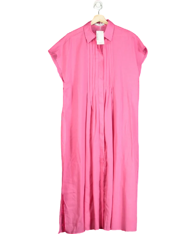 Satin DressMANGO Pink Shirt Dress With Slits UK M