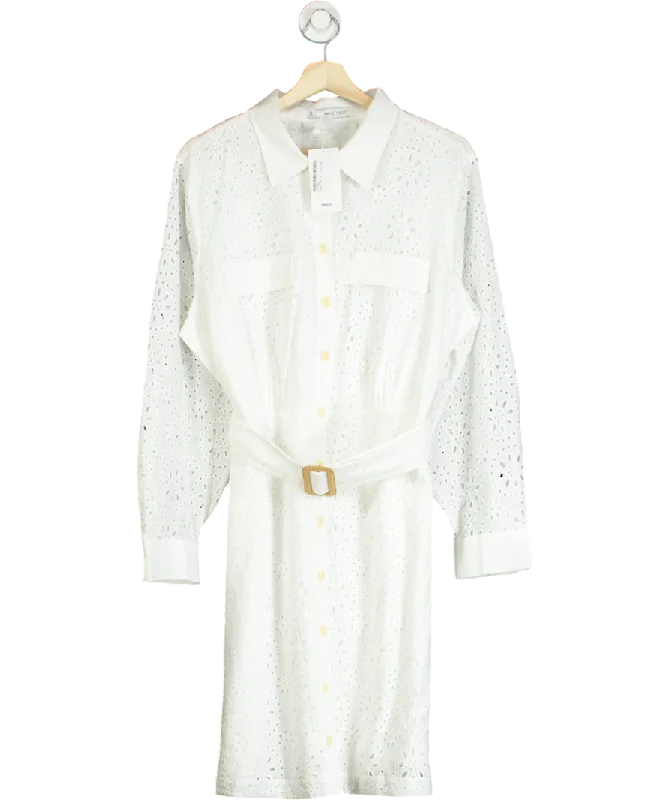 Empire Waist DressMANGO White Shirly Broiderie Anglaise Mini Shirt Dress UK 20