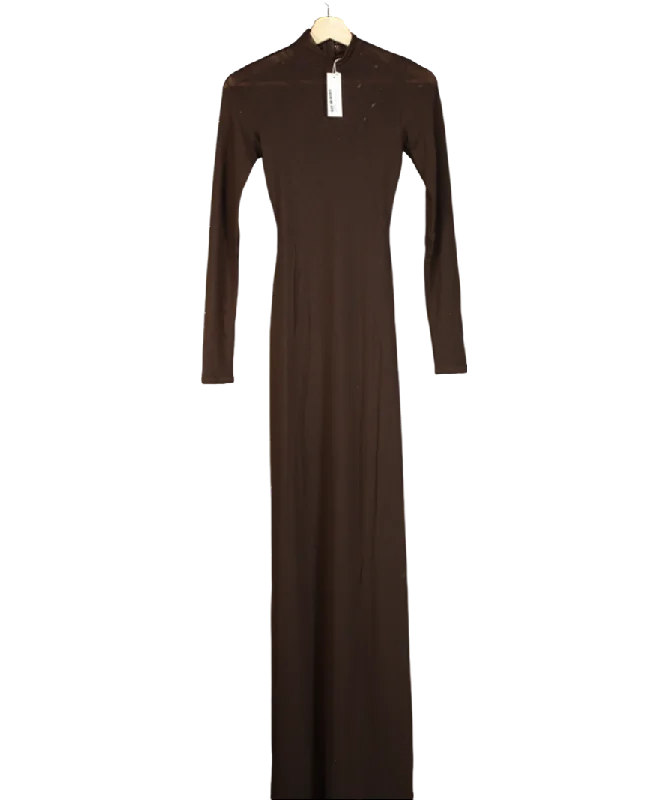 Sweater DressNaked Wardrobe Brown Smooth Mock Neck Maxi Dress UK S