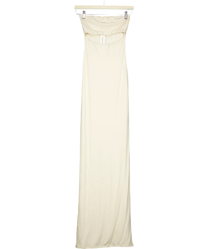 Strapless DressNaked Wardrobe Cream Smooth Cut Out Tube Maxi Dress UK 8